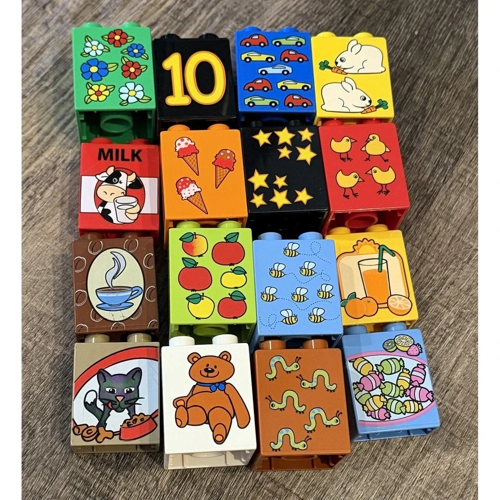 Lego Duplo Printed Learning Blocks Animals Numbers Food Educational Building - Picture 3 of 5